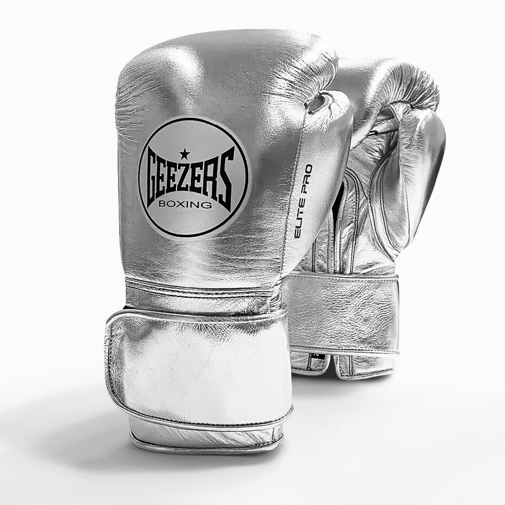 GEEZERS Boxerské rukavice Elite Pro 2.0 - Velcro - stříbrná