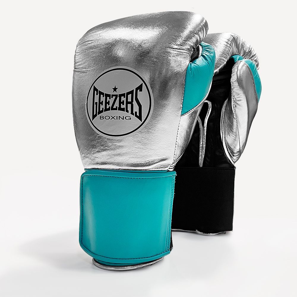 GEEZERS Boxerské rukavice Halo - Velcro - stříbrná/mint